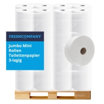 44 x 12 Jumbo Mini Rollen Toilettenpapier, WC- Papier, 3-lagig, 115 m Ø 19 cm 