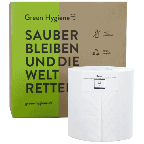 8 x Öko-Handtuchrolle Green Hygiene Innenabwicklung 2-lagig 450 Blatt