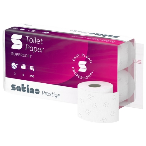 27x 64 Rollen Toilettenpapier WEPA Satino Prestige  3-lagiges WC-Papier 250 Blatt, 1 Palette