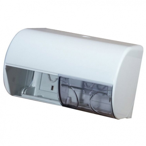 Doppel Toilettenpapier-Spender für 2 Kleinrollen in Weiss aus Kunststoff