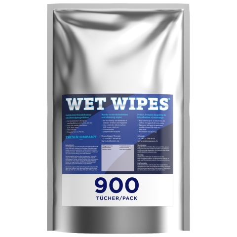6 x Wet Wipes 900 Eco alkoholfreie Desinfektionstücher für Flächen und Geräte