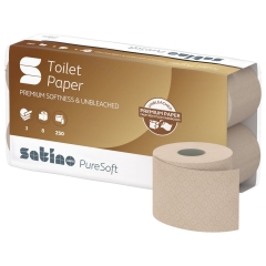 64 Rollen Toilettenpapier  Satino PureSoft 3-lagig, Recyclingpapier